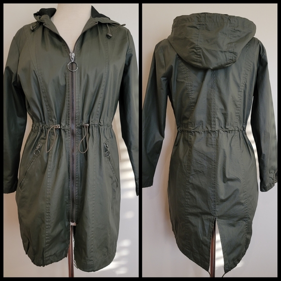 ASOS Fisherman Army Green Trench Coat  size 2 - Picture 6 of 16